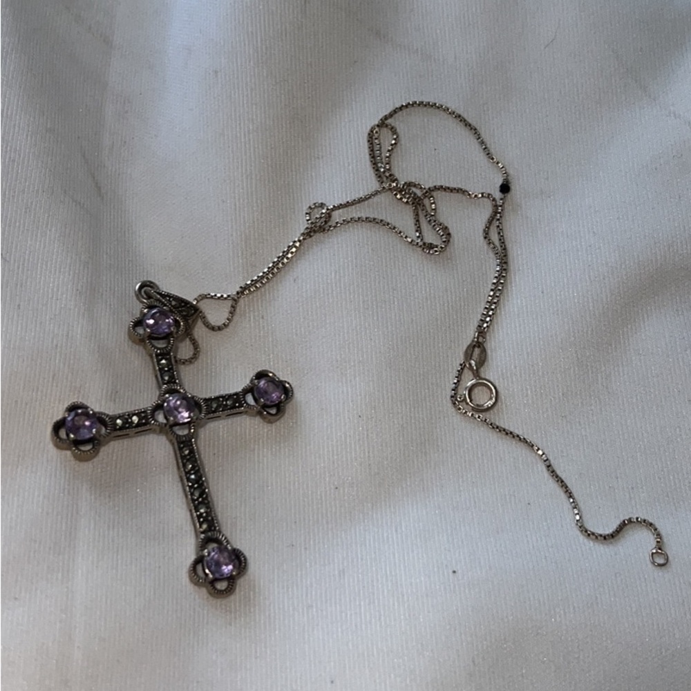 cross pendant with amethyst crystal